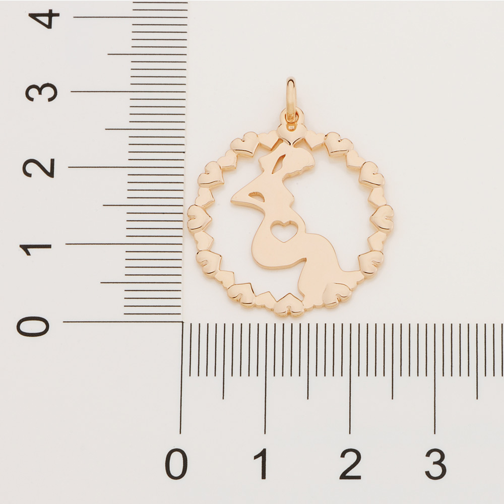Pingente Redondo Corações E Grávida Rommanel Fol Ouro 542190 - Imagem 3