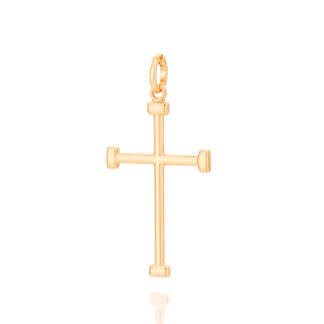 Pingente Rommanel Cruz Folheado A Ouro Religioso 542208
