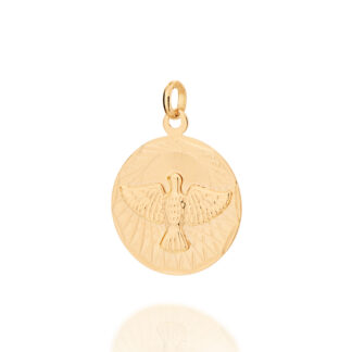 Pingente Medalha Rommanel 542284 Espírito Santo Fol A Ouro