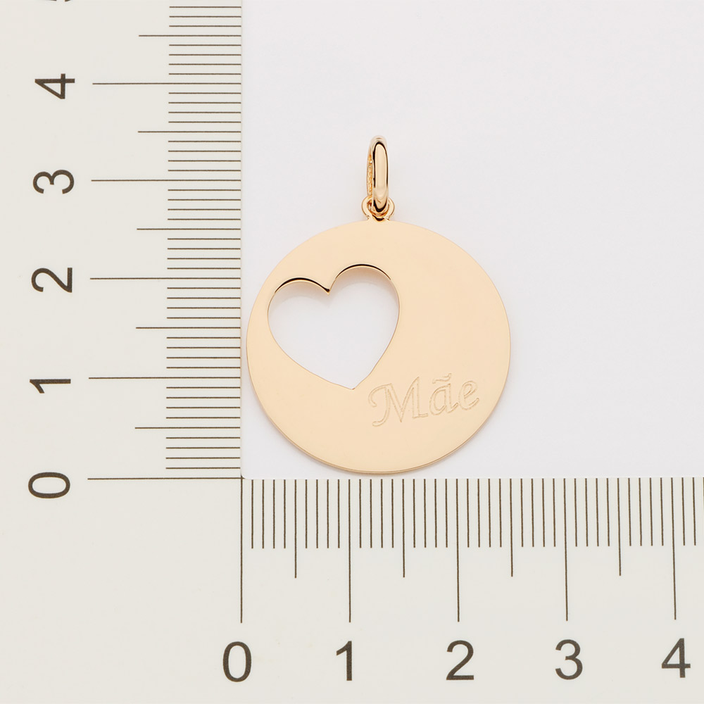 Pingente Medalha Escrito Mãe Coração Vazado Rommanel 542602 - Imagem 3