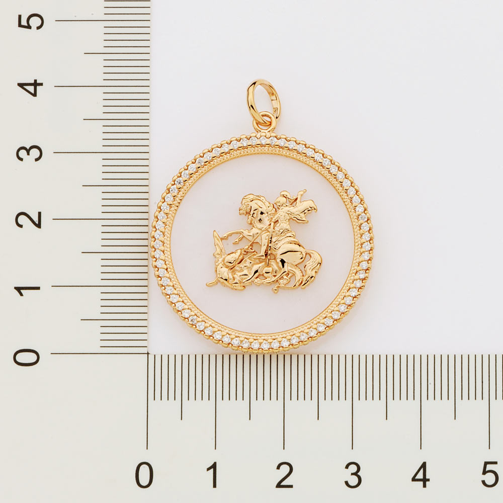 Pingente São Jorge Rommanel 542688 Folheado A Ouro Zircônias - Imagem 3