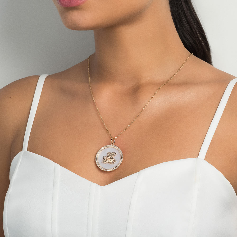 Pingente São Jorge Rommanel 542688 Folheado A Ouro Zircônias - Imagem 4