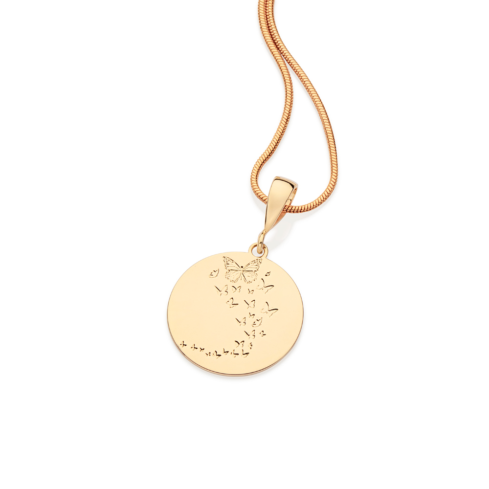 Medalha borboletas personalizável banhada a ouro 18k 542851 Rommanel - Imagem 5