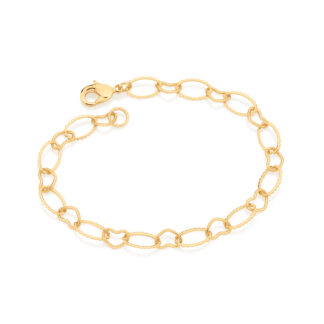 Pulseira Rommanel Elos Ovais E Corações Fol A Ouro 552007