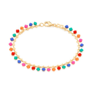 Pulseira Rommanel Elos Triangular Com Bolas De Resina 552027