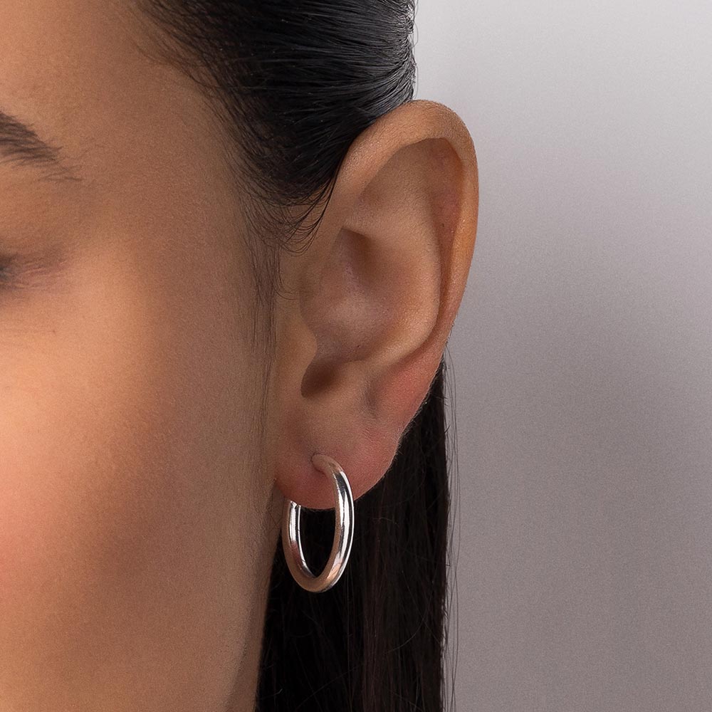 Brinco meia argola de prata 925 820139 Rommanel - Imagem 4