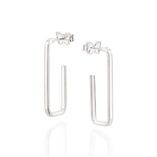 Brinco meia argola retangular de prata 925 820142 Rommanel