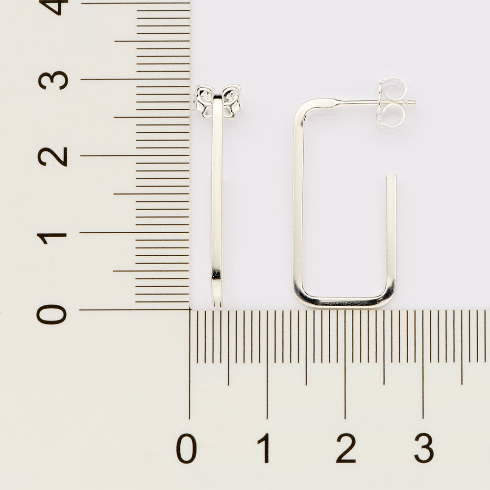 Brinco meia argola retangular de prata 925 820142 Rommanel - Imagem 3