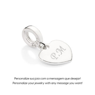 Berloque coração liso personalizável de prata 925/ 840121 Rommanel