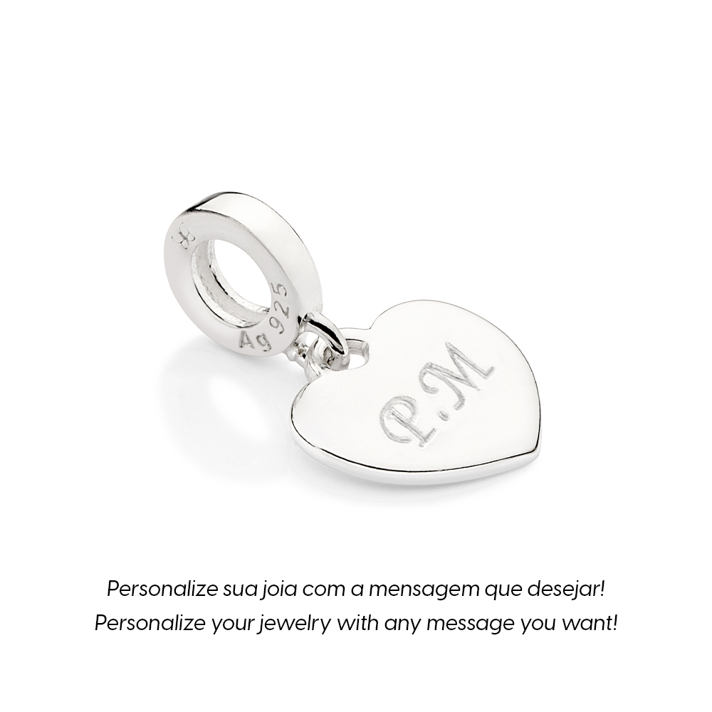 Berloque coração liso personalizável de prata 925/ 840121 Rommanel