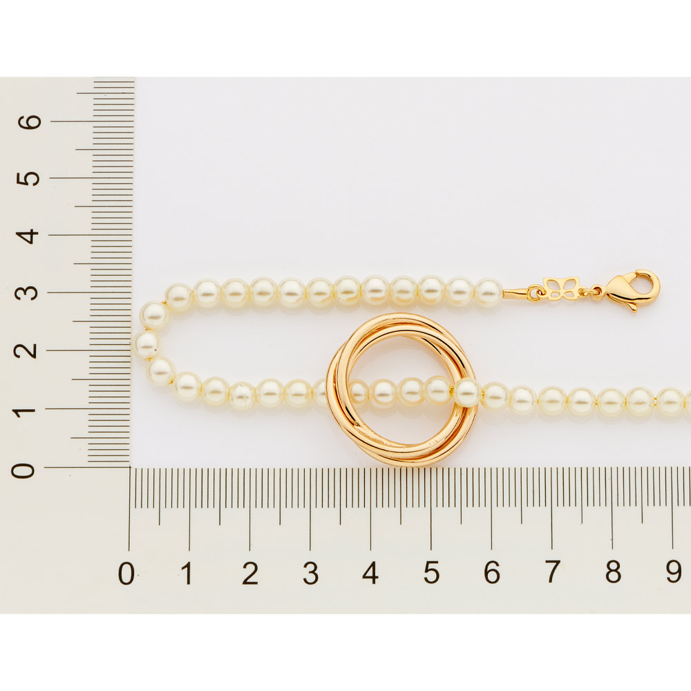 Gargantilha Rommanel Fol Ouro Pérolas Com Círculos 532426 - Imagem 2