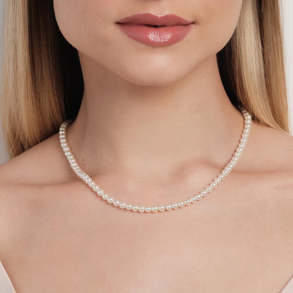 Gargantilha Rommanel Fol Ouro Pérolas Com Círculos 532426 - Imagem 4