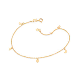 Tornozeleira Rommanel 550588 Berloque Coração Estrela E Lua