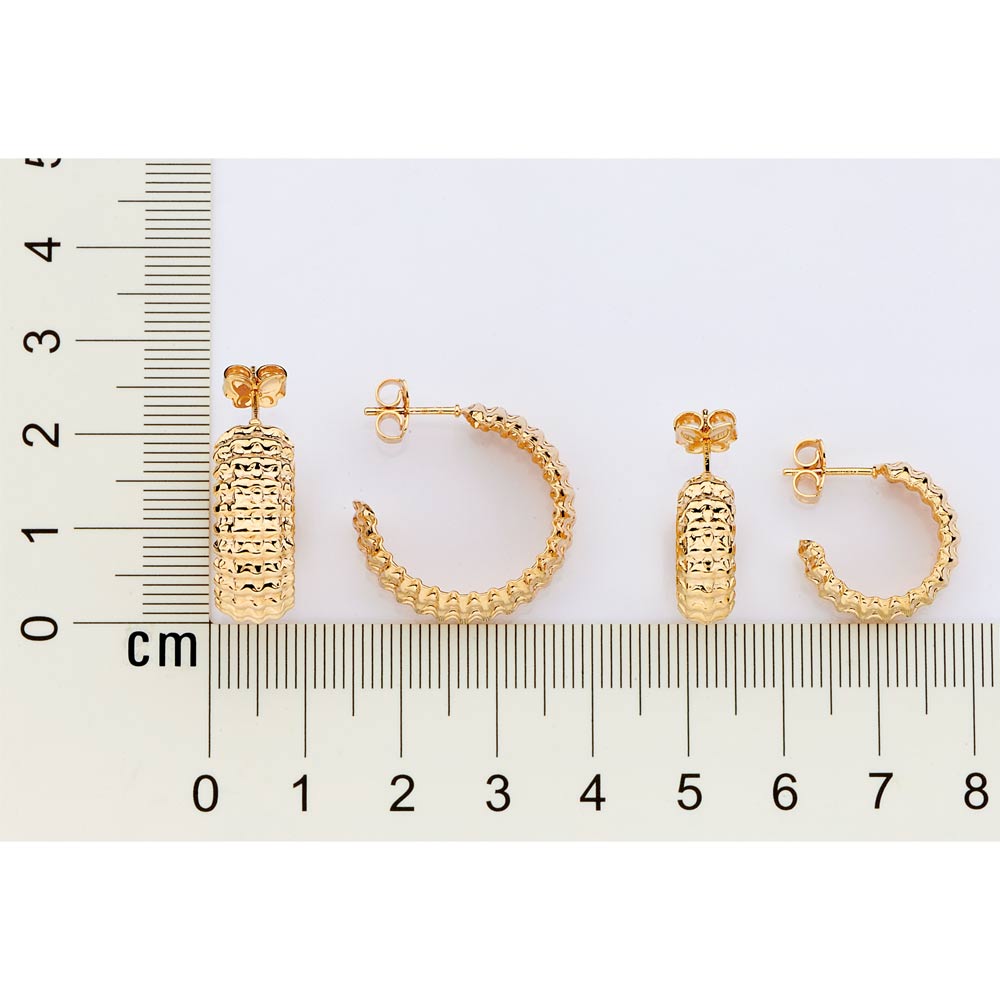 Kit Brinco 527410 Meia Argola Texturizado banhado a ouro 18k Rommanel - Imagem 4