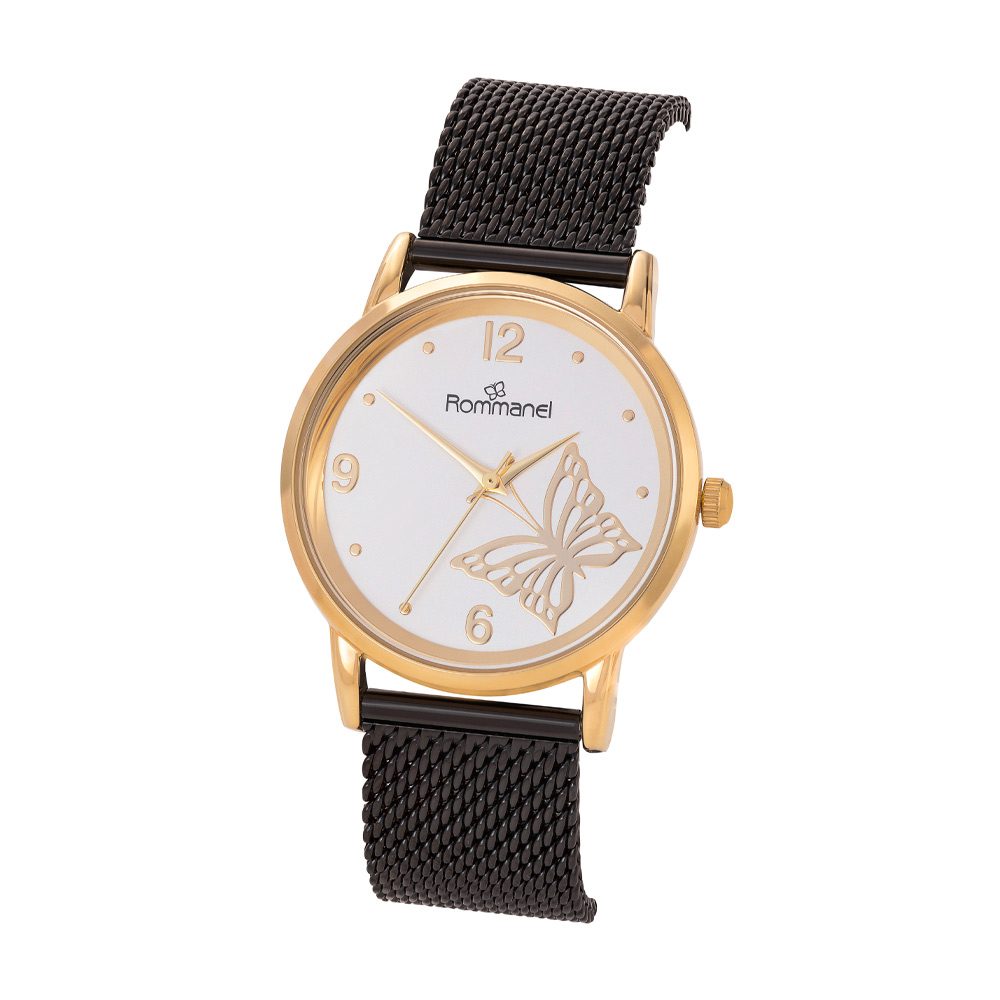 Relógio Análogico Social Preto Com Dourado 650026 - Rommanel