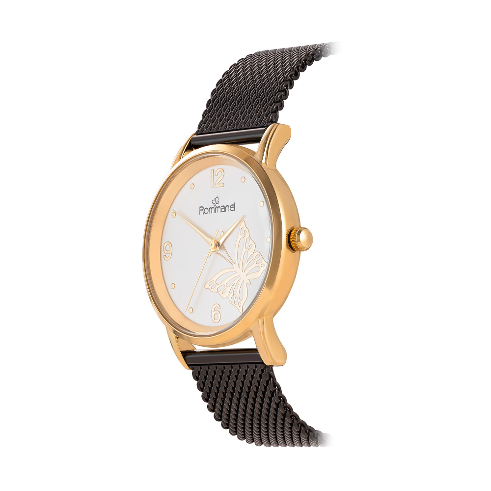 Relógio Análogico Social Preto Com Dourado 650026 - Rommanel - Imagem 2