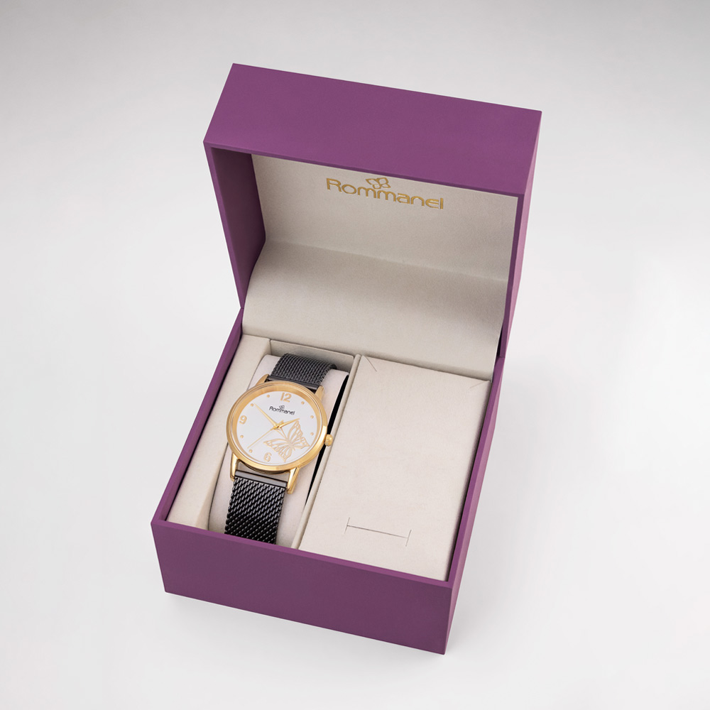 Relógio Análogico Social Preto Com Dourado 650026 - Rommanel - Imagem 5