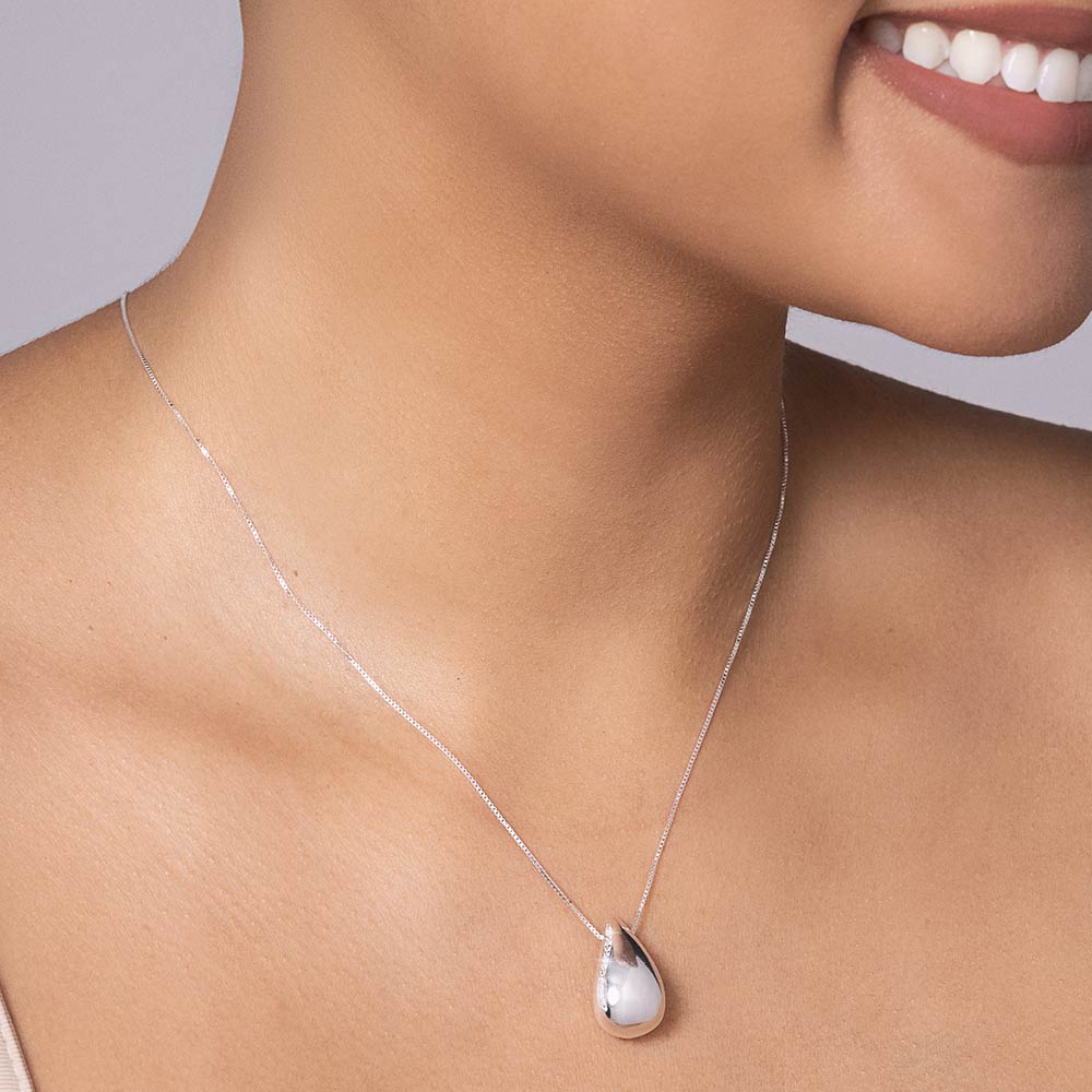 Gargantilha Rommanel com Pingente Gota Bojuda de Prata Maciça 925 83011706 - Imagem 3