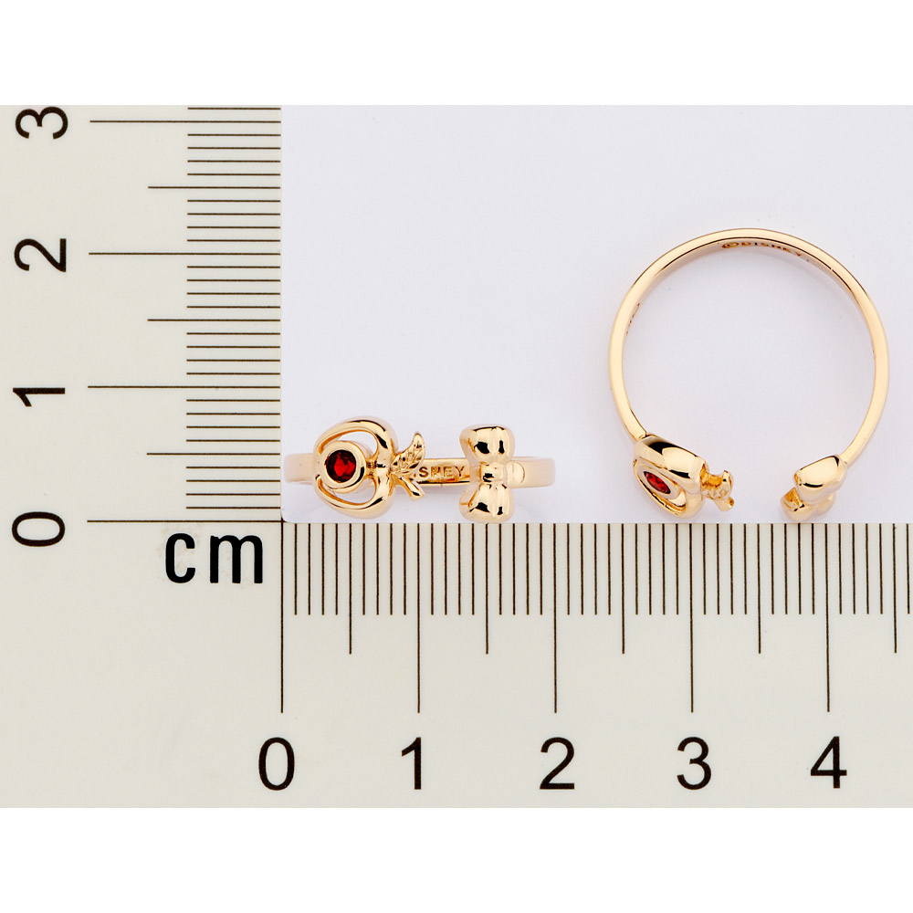 Anel ajustável laço e maçã banhado a ouro 18k com zircônia 513570 Rommanel - Imagem 3