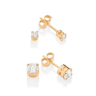 Kit brinco banhado a ouro 18k com zircônias branco 527396 Rommanel