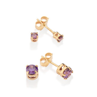 Kit brinco banhado a ouro 18k com zircônias lilás Rommanel 527397