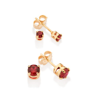 Kit brinco banhado a ouro 18k com cristais vermelho 527398 Rommanel