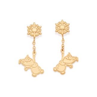 Brinco pêndulo olaf e floco de neve banhado a ouro 18k Rommanel 527471