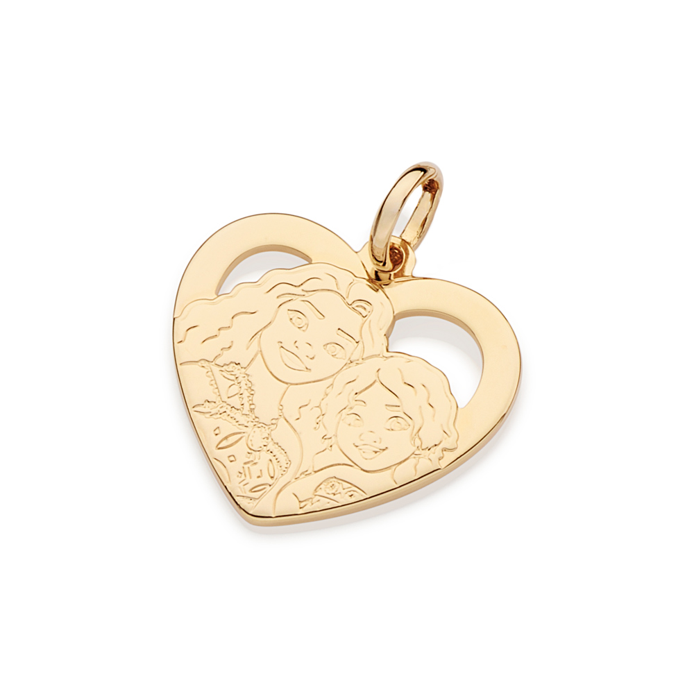 Pingente Rommanel coração bff moana personalizável banhado a ouro 18k 542905 - Imagem 2