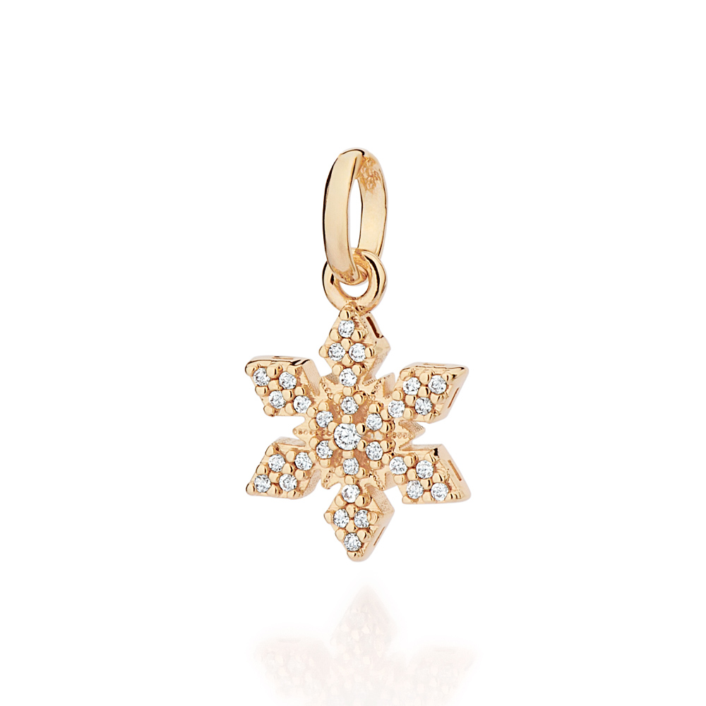 Pingente floco de neve banhado a ouro 18k com zircônias 542932 Rommanel