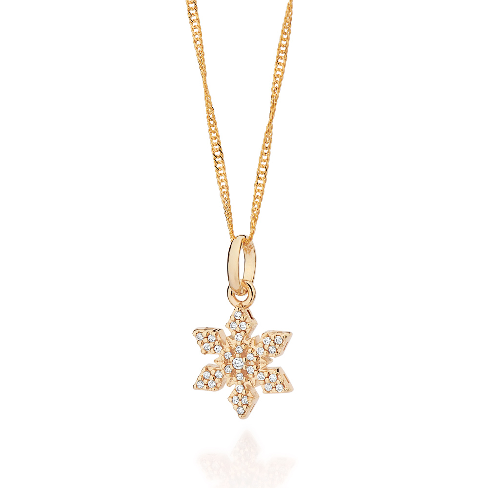 Pingente floco de neve banhado a ouro 18k com zircônias 542932 Rommanel - Imagem 2
