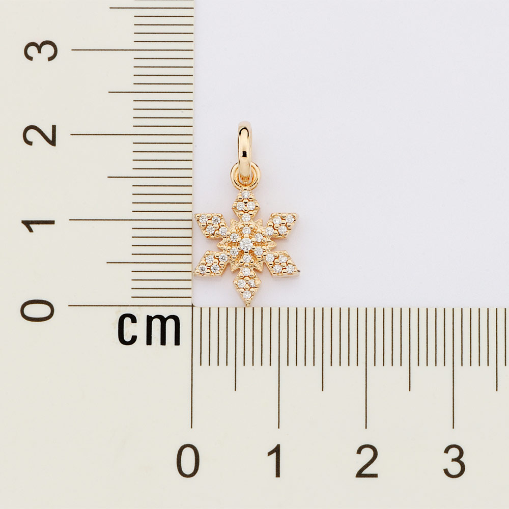 Pingente floco de neve banhado a ouro 18k com zircônias 542932 Rommanel - Imagem 3
