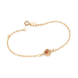 Pulseira adaga e coração banhada a ouro 18k com zircônia e aplicação de rhodium 552187