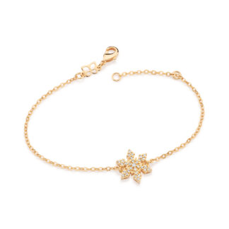 Pulseira com pingente floco de neve banhada a ouro 18k com zircônias 552189 Rommanel