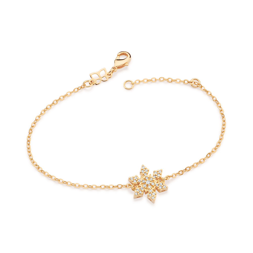Pulseira com pingente floco de neve banhada a ouro 18k com zircônias 552189 Rommanel