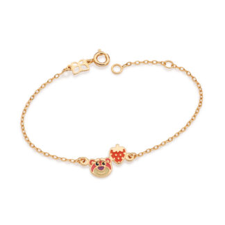 Pulseira lotso e morango banhada a ouro 18k com aplicação de resina 552191 Rommanel