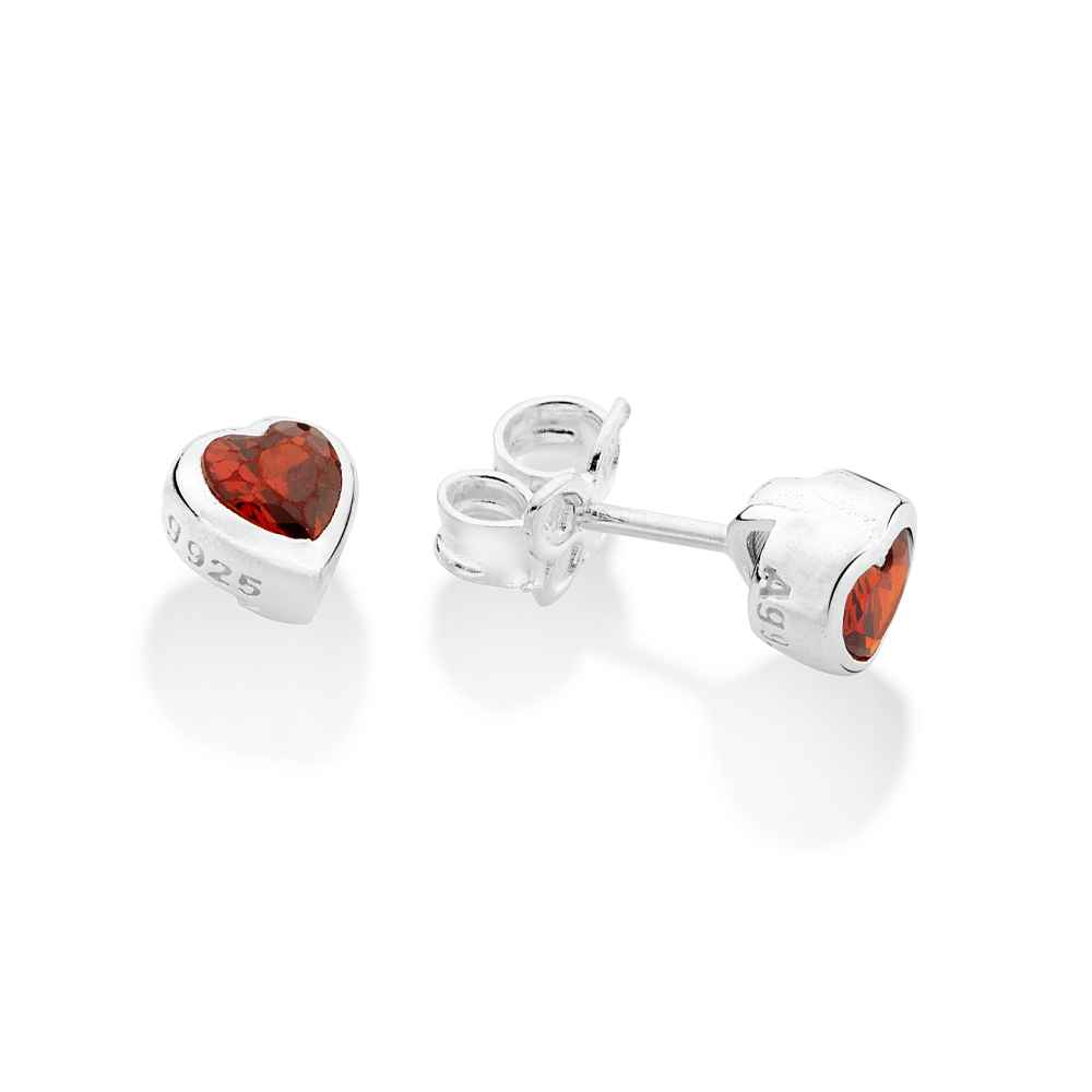 Brinco solitário coração de prata maciça 925 com zircônia 820258 Rommanel - Imagem 2