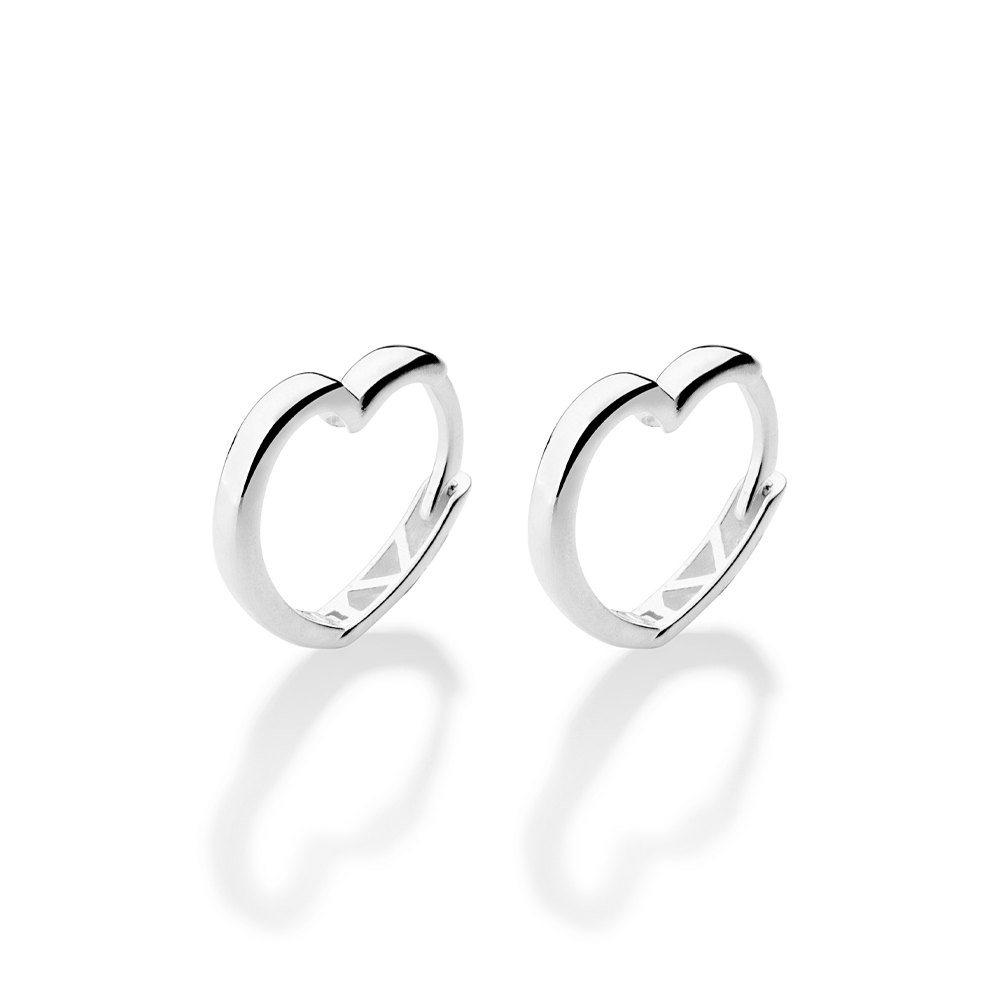 Brinco argola coração de prata maciça 925 Rommanel 820259