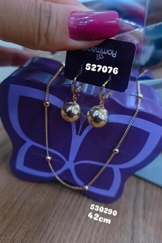 Kit de bolinhas composto por Brinco 527076/Cordão 530290 Rommanel