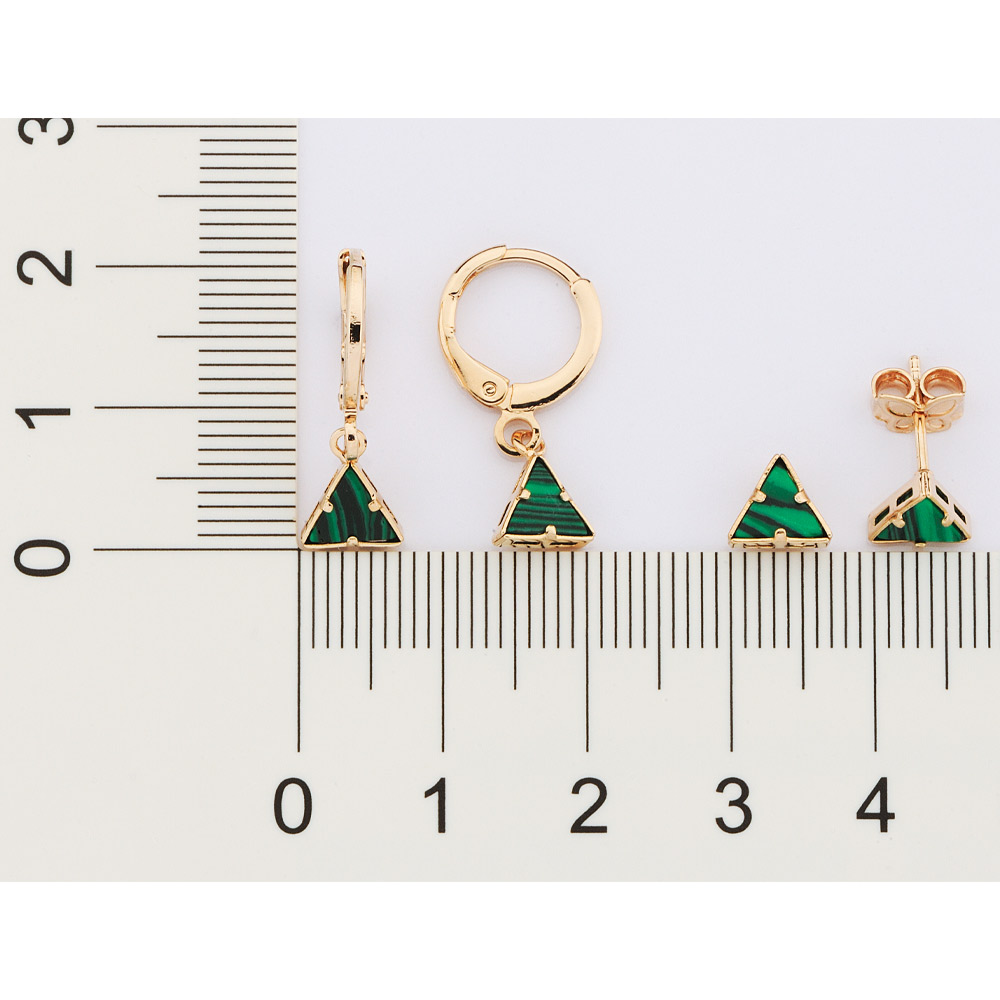 Kit brinco argola e triângulo com pedras sintéticas 527485 Rommanel - Imagem 3
