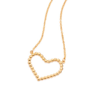Gargantilha com pingente coração banhada a ouro 18k com esferas 532585