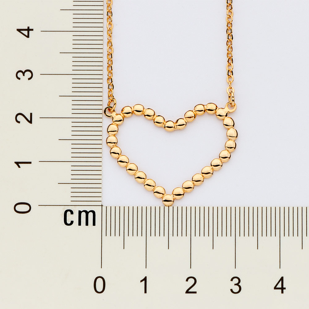 Gargantilha com pingente coração banhada a ouro 18k com esferas 532585 - Imagem 2