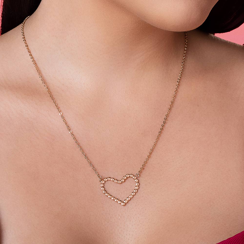 Gargantilha com pingente coração banhada a ouro 18k com esferas 532585 - Imagem 3