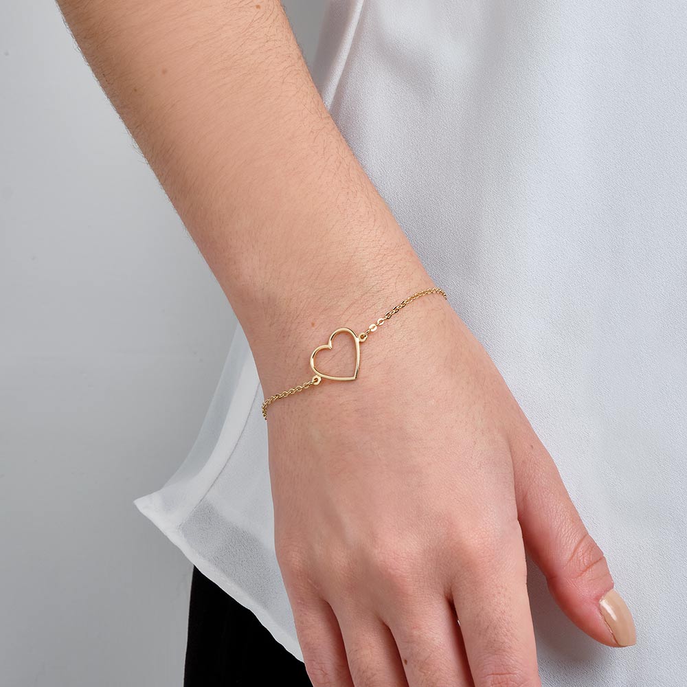 Pulseira com coração banhada a ouro 18k Rommanel 551709 - Imagem 3