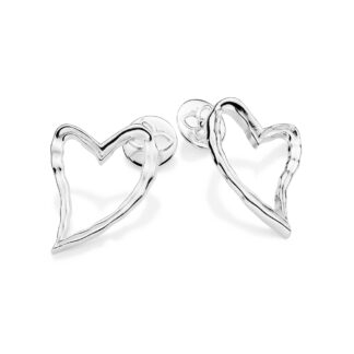 Brinco coração irregular de prata maciça 925 Rommanel 820268