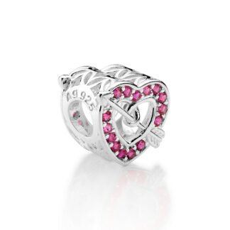 Berloque passante coração com flecha e zircônias de prata maciça 925 Rommanel 840237
