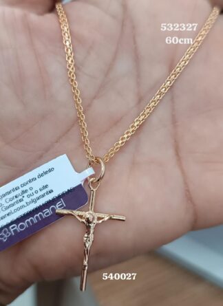 Kit Cordão 532327 diamantado+Pingente 540027cruz com cristo