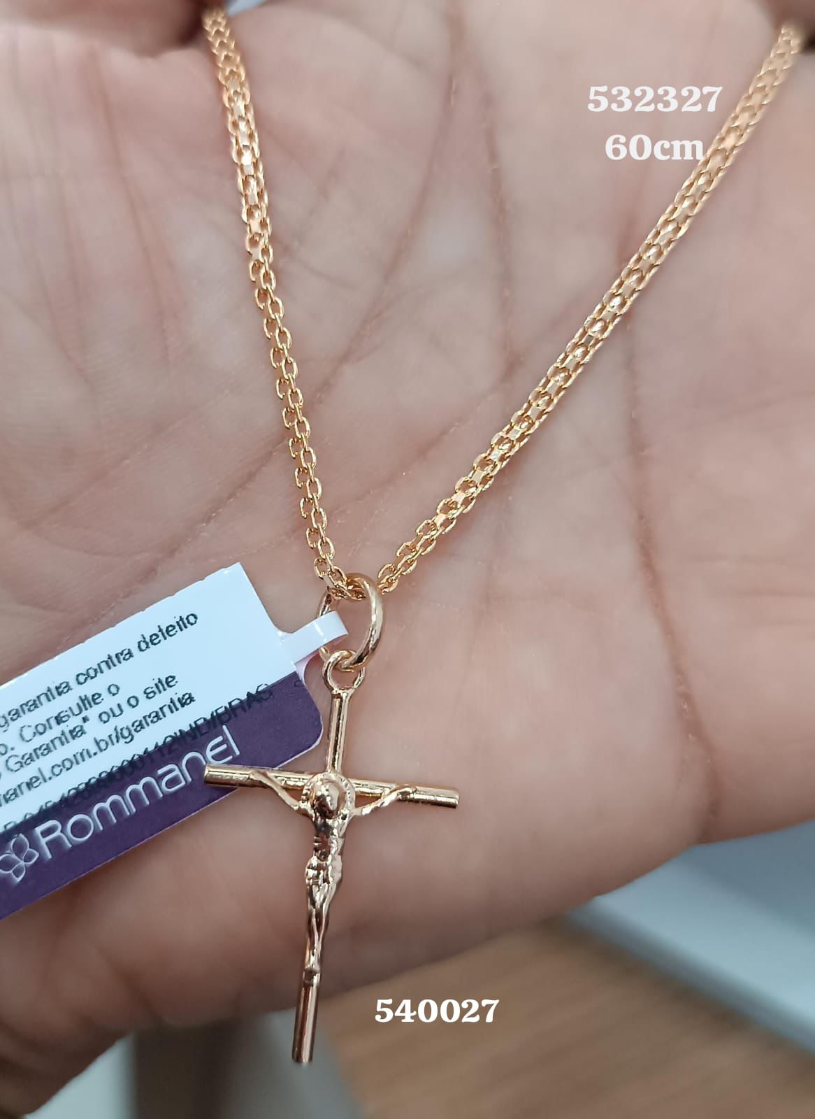 Kit Cordão 532327 diamantado+Pingente 540027cruz com cristo