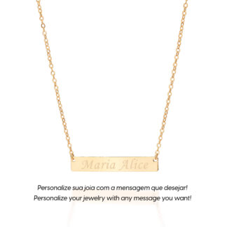 Gargantilha Rommanel com pingente placa personalizável banhada a ouro 18k 532623
