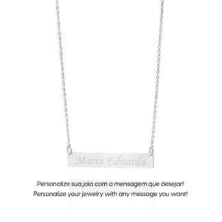 Gargantilha 830134 com pingente placa personalizável de prata maciça 925